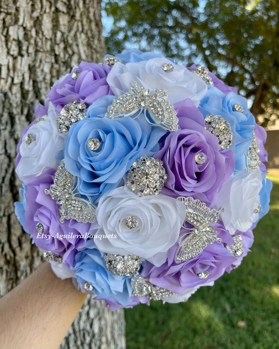 Royal Blue Quinceañera Bouquet, Gold Butterfly Theme, Royal Blue Quince  Bouquet, Royal Blue and Gold Bouquet,royal Blue Bridal Bouquet, Gold 