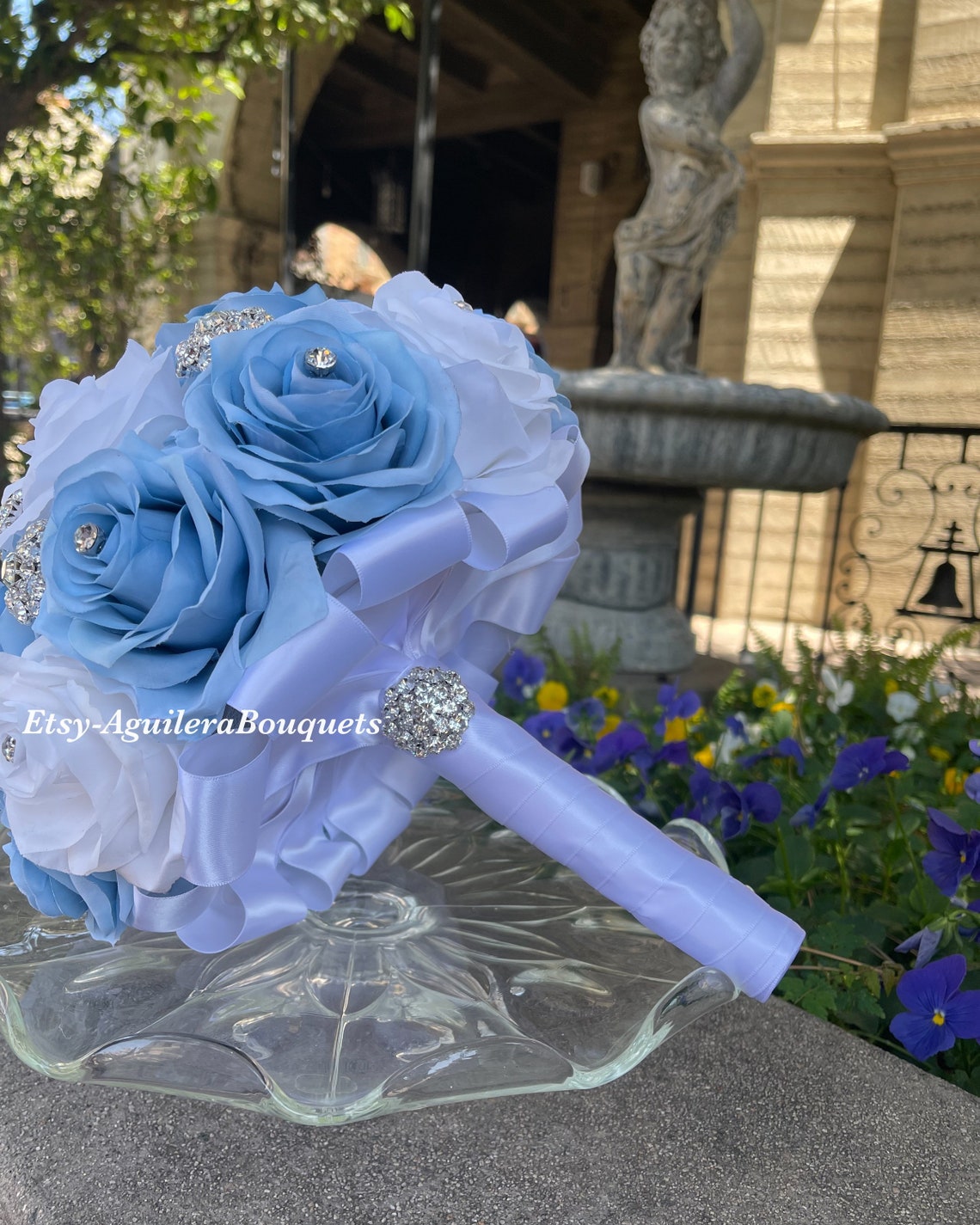 Blue Quinceanera Bouquet Quince Bouquet Blue Bouquet Bridal Etsy