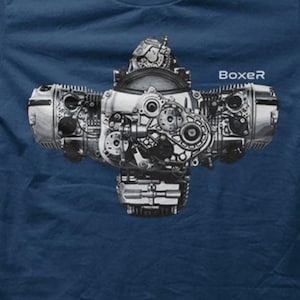 Boxer Engine Twin R65 R75 R1200GS R9T Motorrad Motorcycle R90 Airhead Oilhead Classic Biker T-shirt Navy