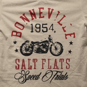 Camiseta vintage de motociclista indio de carreras de velocidad de Boneville Salt Flats 1954 7001