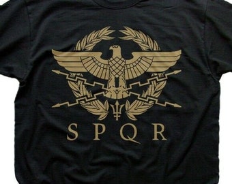 SPQR Roman Gladiator Imperial Golden Eagle Army printed t-shirt 9183