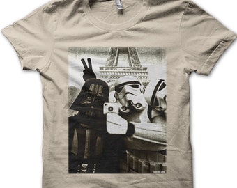 Star Wars StormTrooper and Darth Vader Selfie Paris t-shirt 9773