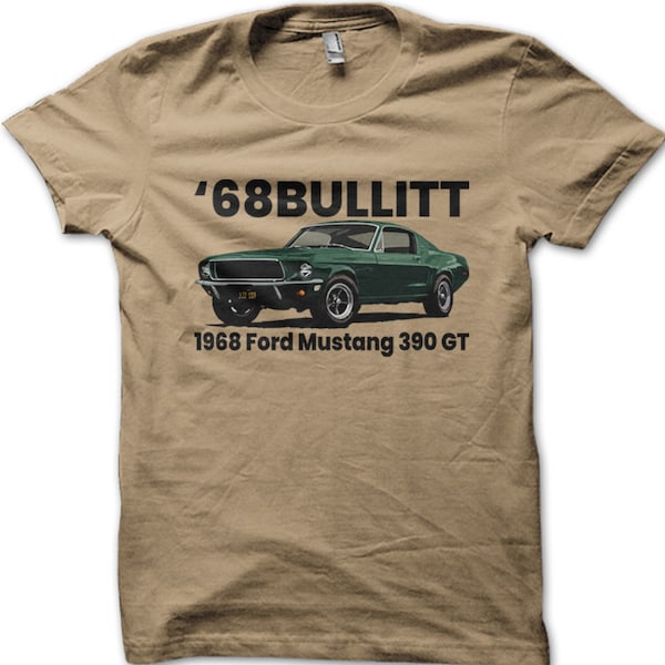 T-shirt in cotone retrò 68 Bullitt Mustang 390 GT 9036