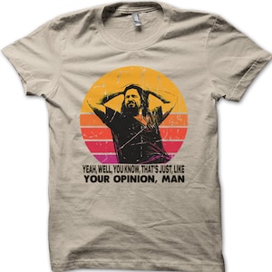 The Dude your opinion man The Big Lebowski grappig bedrukt t-shirt 8975 sand