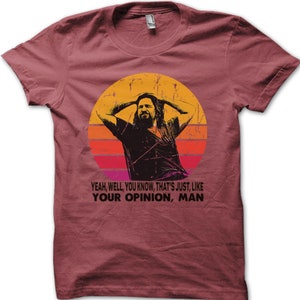 The Dude your opinion man The Big Lebowski grappig bedrukt t-shirt 8975 red