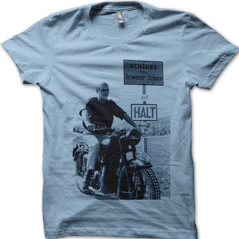 T-shirt imprimé moto vintage motard classique The Great Escape 9056 light blue