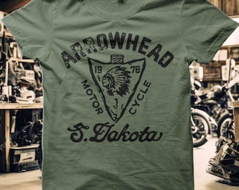 Camiseta Indian Arrowhead Biker Iron Scout Vintage Classic Motorcycle Biker Gift T-Shirt 7002
