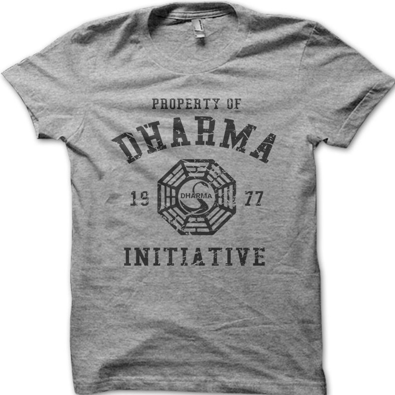 DHARMA Initiative 1977 TV Show LOST t-shirt en coton imprimé 8997 heather grey