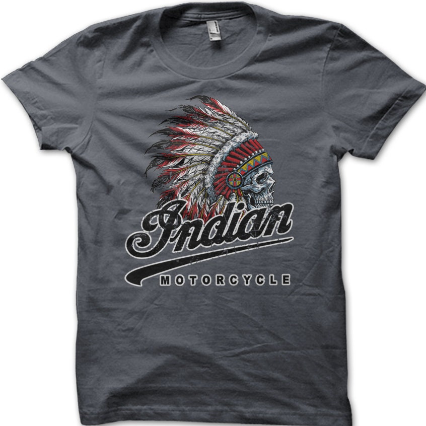 Indian Custom Motorcycle Racer Biker Vintage Printed T-shirt Indian Custom Motorcycle Racer Biker Vintage Printed T-shirt