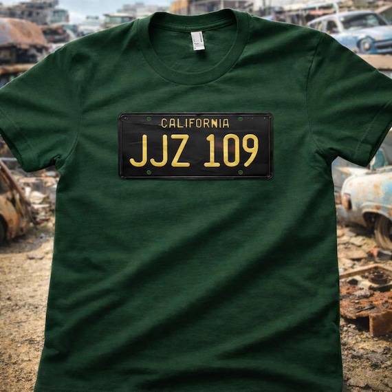 JJZ 109 California License Plate T-shirt | 1968 Vintage Car