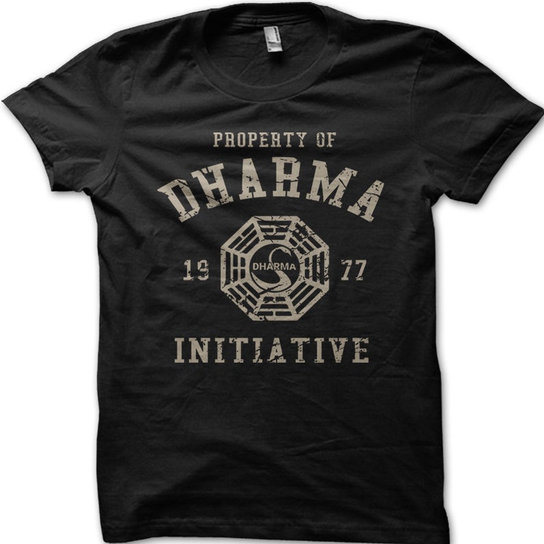 DHARMA Initiative 1977 TV Show LOST printed cotton t-shirt 8997 black