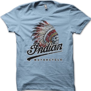 T-shirt Indian Motorcycle Racer motard vintage personnalisé 9000 light blue