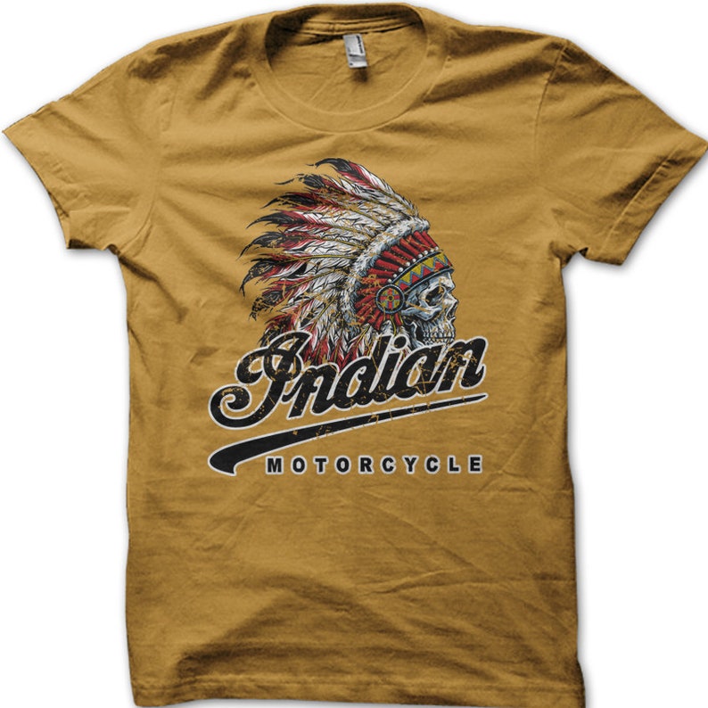 T-shirt Indian Motorcycle Racer motard vintage personnalisé 9000 Mustard