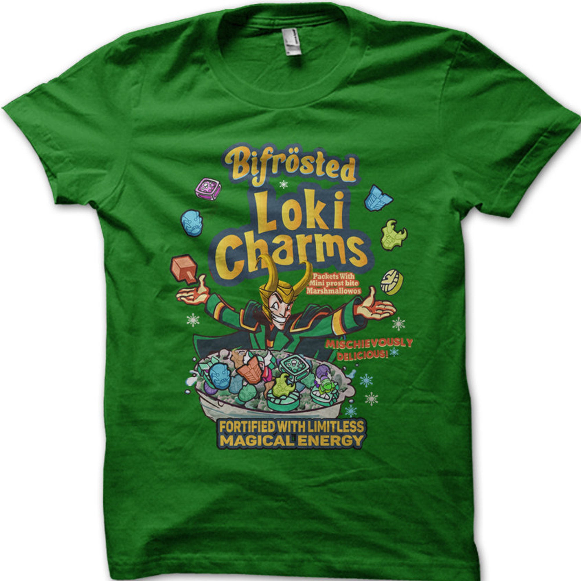 LOKI Charms Thor superhero antihero Asgard Bifrost green t-shirt 9804