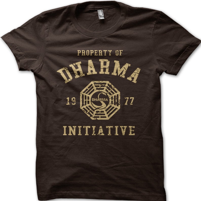 DHARMA Initiative 1977 TV Show LOST t-shirt en coton imprimé 8997 brown