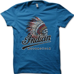 T-shirt Indian Motorcycle Racer motard vintage personnalisé 9000 Bleu