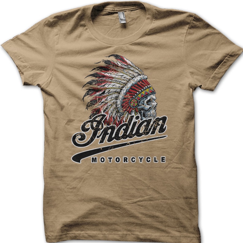 T-shirt Indian Motorcycle Racer motard vintage personnalisé 9000 Tan