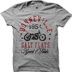 Biker T-shirt Motorcycle Racer Boneville Salt Flats 1954 Speed Trials Motorcycle Racer t-shirt 7001