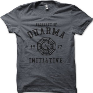 DHARMA Initiative 1977 TV Show LOST t-shirt en coton imprimé 8997 charcoal