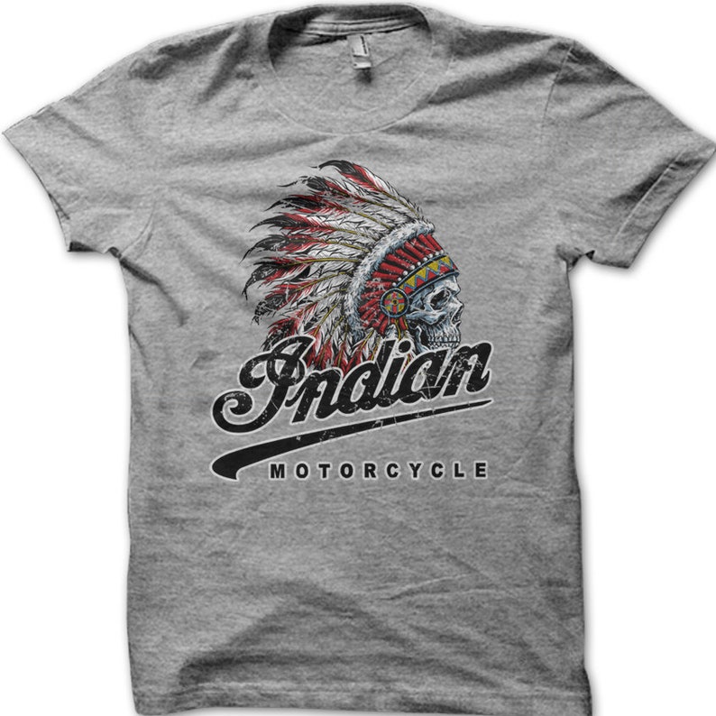 T-shirt Indian Motorcycle Racer motard vintage personnalisé 9000 heather grey