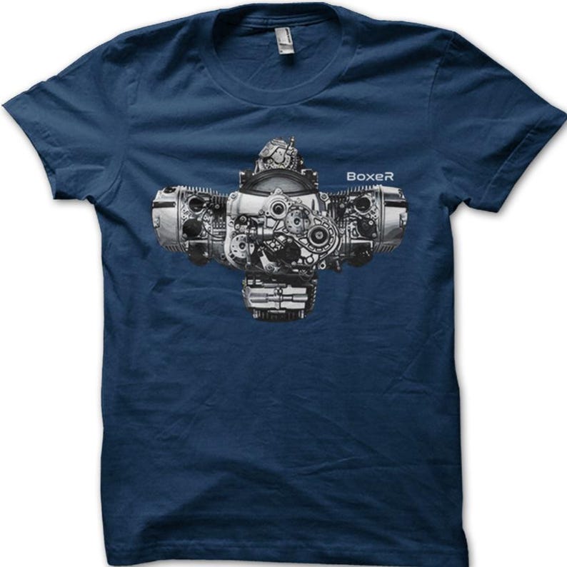 Boxer Engine Twin R65 R75 R1200GS R9T Motorrad Motorcycle R90 Airhead Oilhead Classic Biker T-shirt Navy