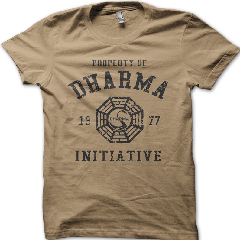 DHARMA Initiative 1977 TV Show LOST printed cotton t-shirt 8997 tan