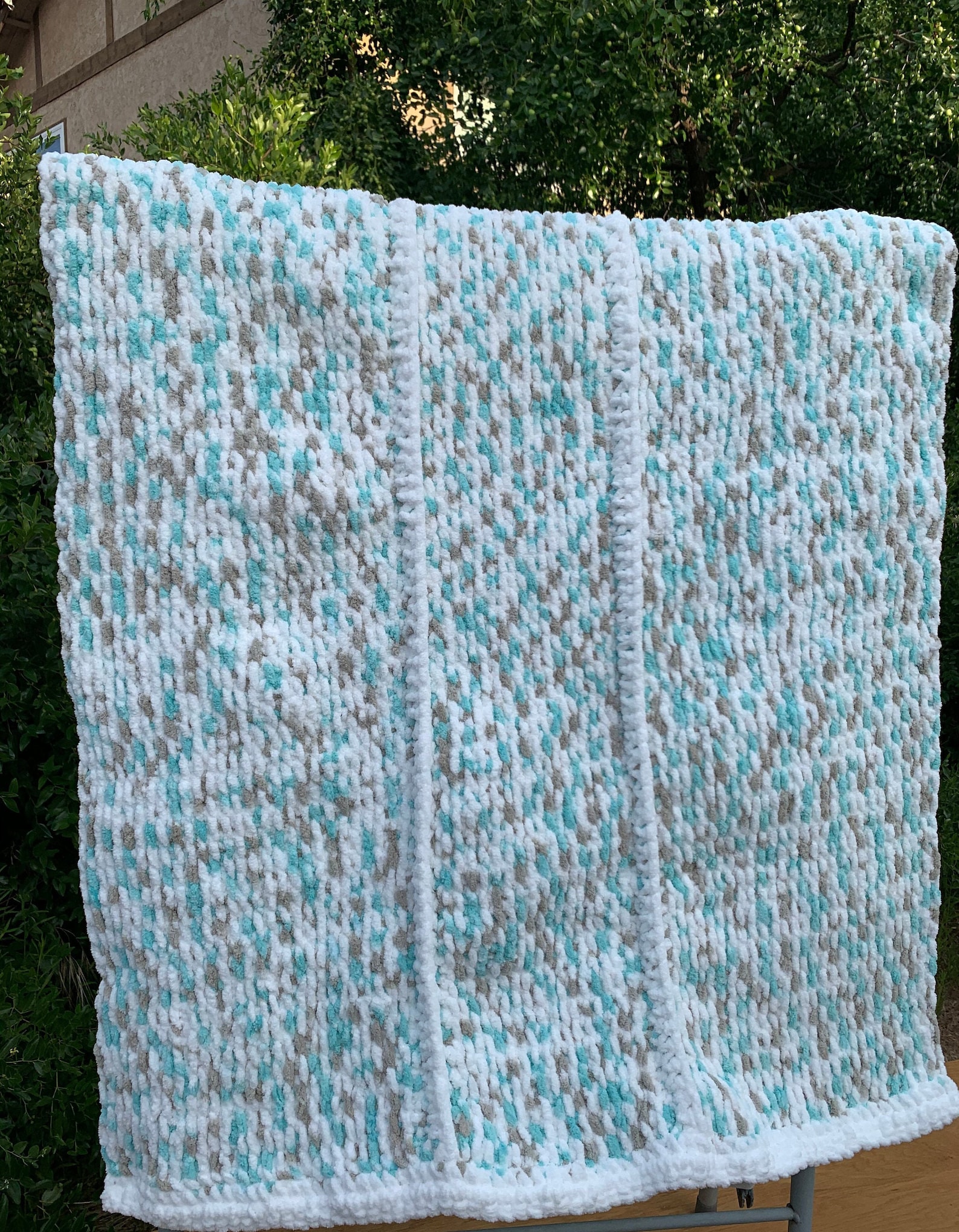 Blue and White Baby Blanket Etsy