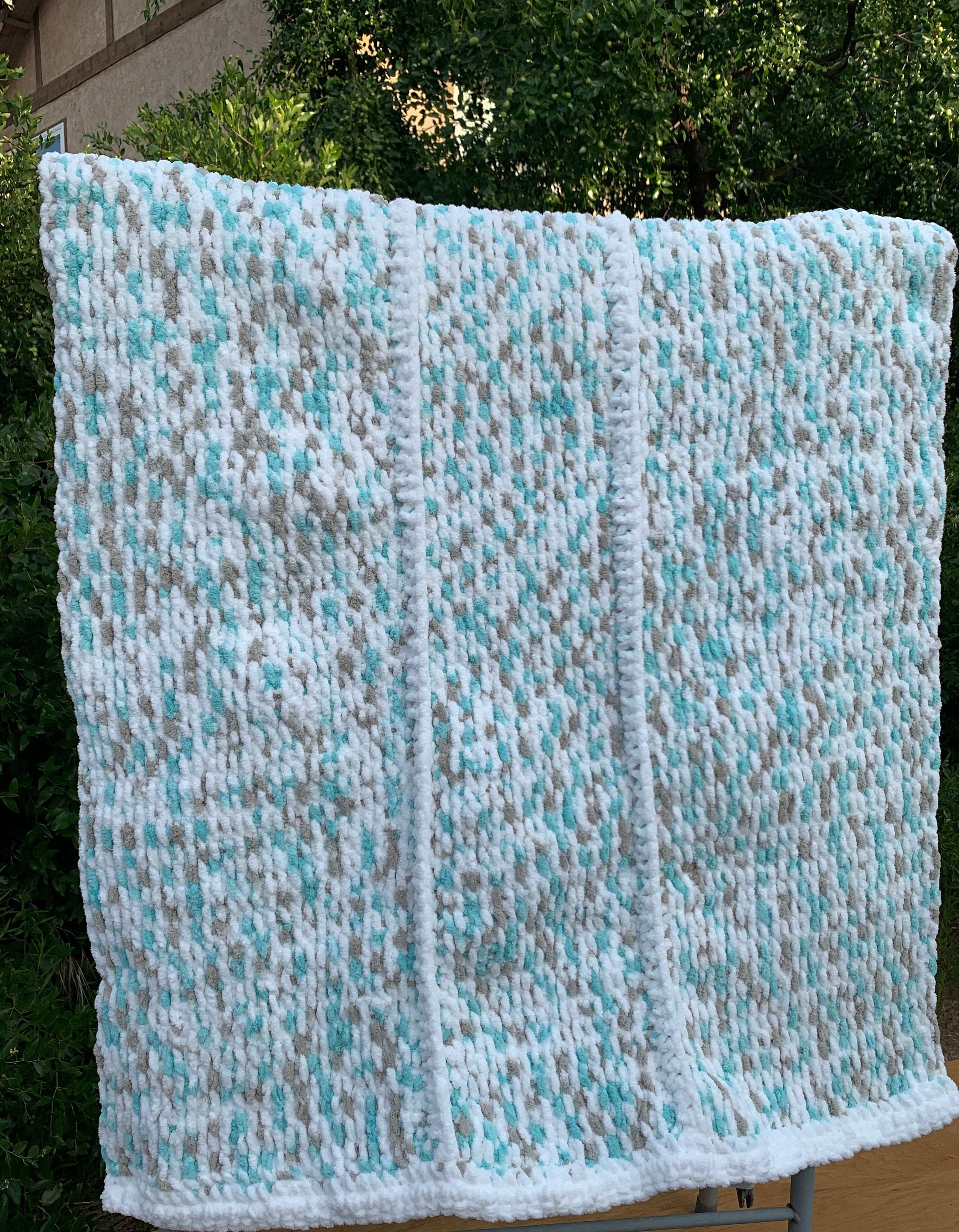 Blue and White Baby Blanket Etsy