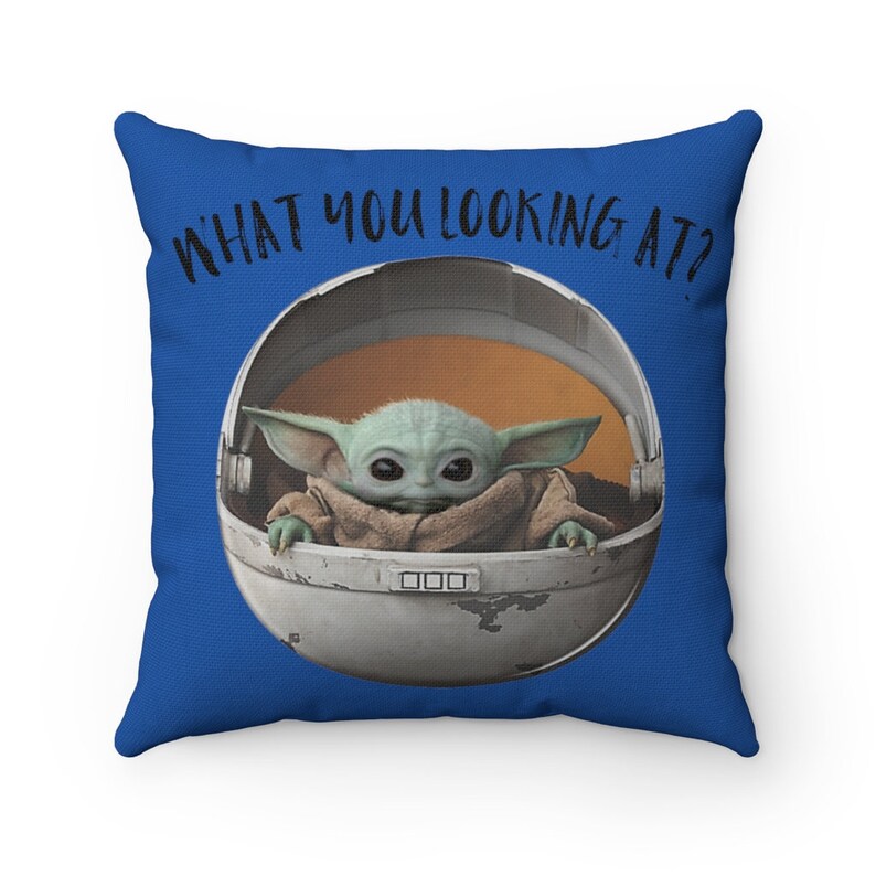 Baby Yoda Spun Polyester Square Pillow Etsy UK