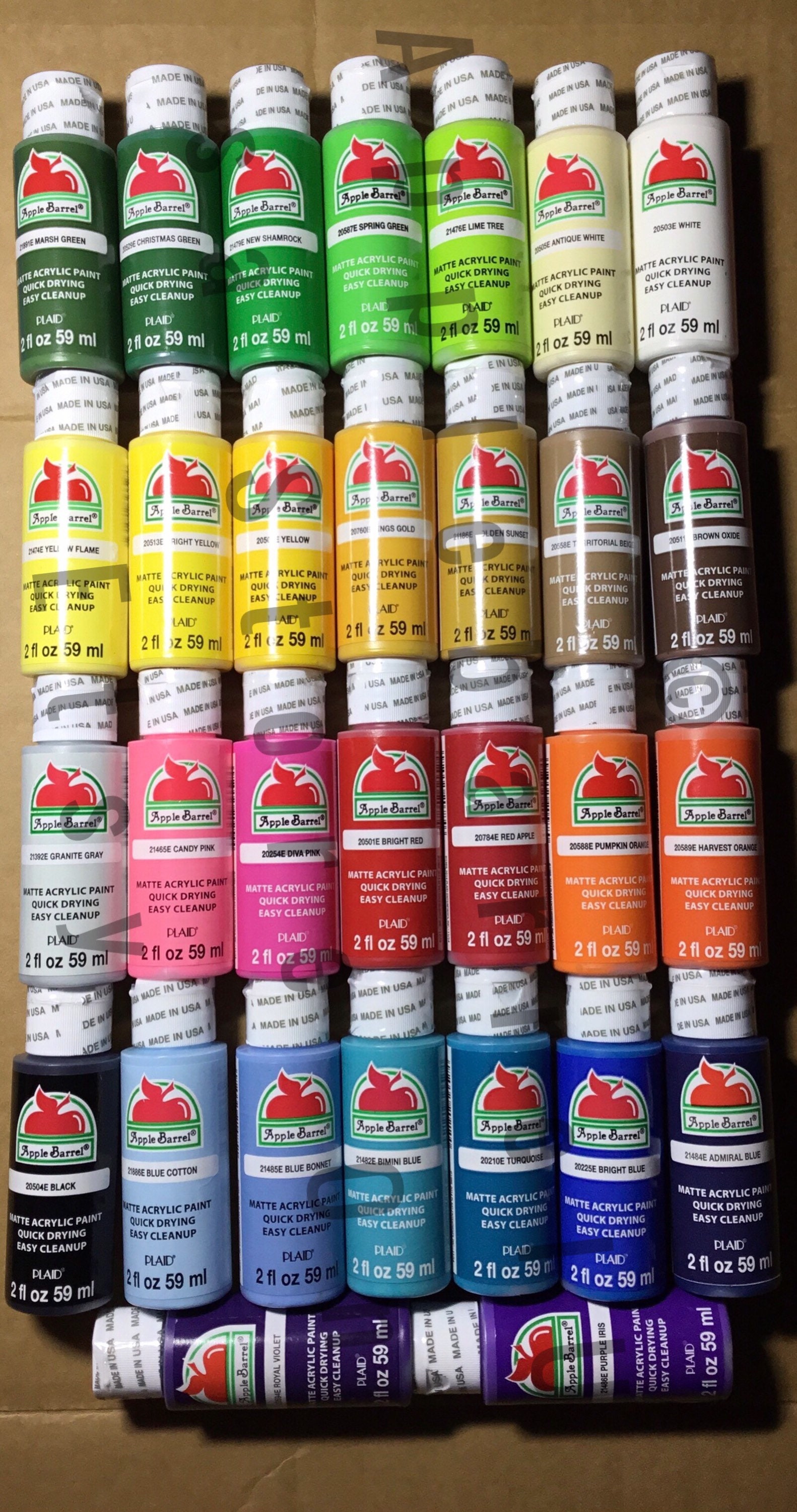 Apple Barrel Acrylic Paint SET 30 Major Colors of 2 Oz Each See