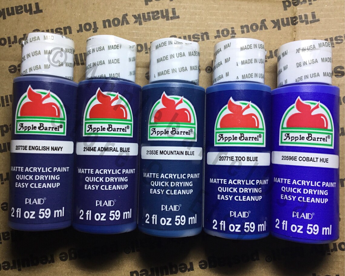 Apple Barrel Essential Blues 1 SET of 5 Bottles Matte Finish Etsy