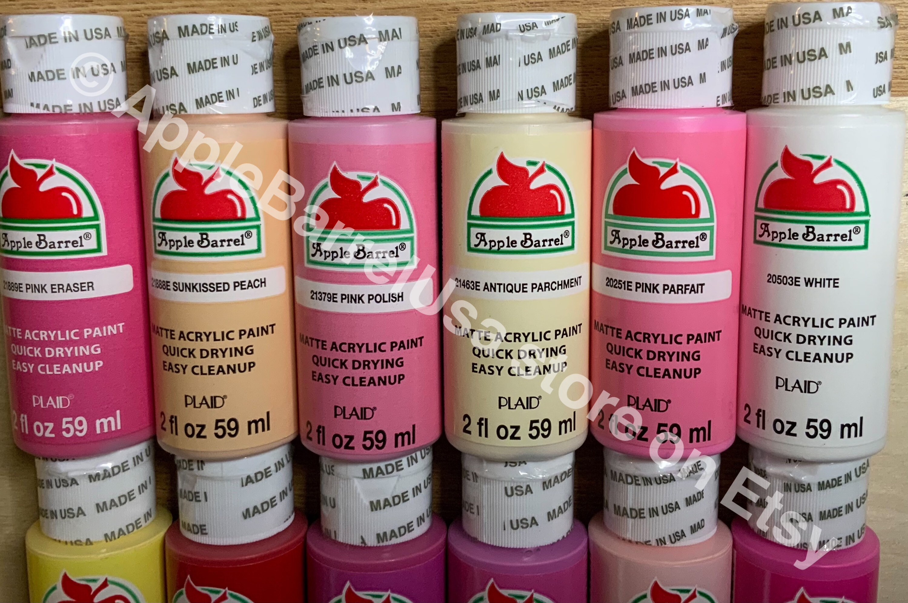 Apple Barrel, Valentines SET. 12 Pack Matte Finish Multi Color Acrylic Paint.  Value SET, New. 