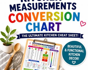Spickzettel zum Ausdrucken für Küche, Kochen und Backen, Instant Download