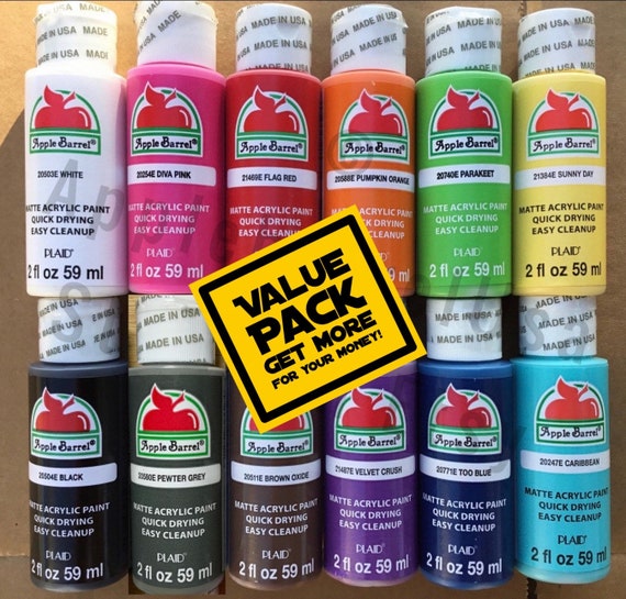 Apple Barrel 12 Pack Matte Finish Multi Color Acrylic Paint Value Set New.  See Pictures. 