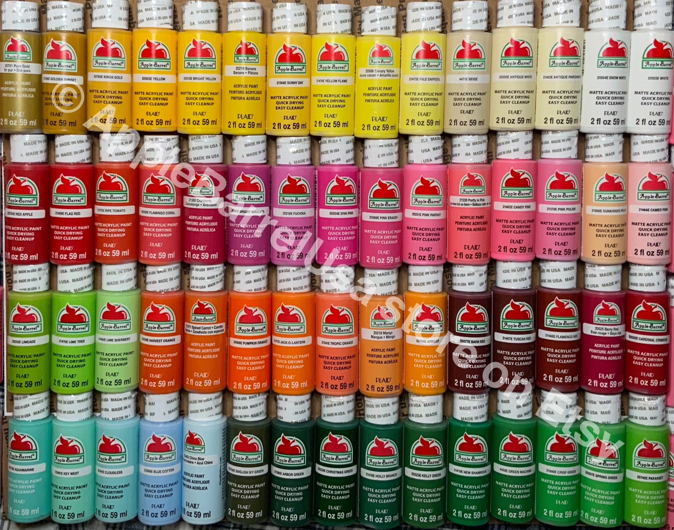 Apple Barrel PROMOABI Acrylic Paint Set, 2 Fl Oz (Pack of 18), Assorted  Matte Colors, 18 Count