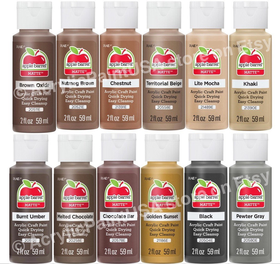 Plaid Promoabi Apple Barrel Acrylic Paint, Assoterd Colors - 2 oz can