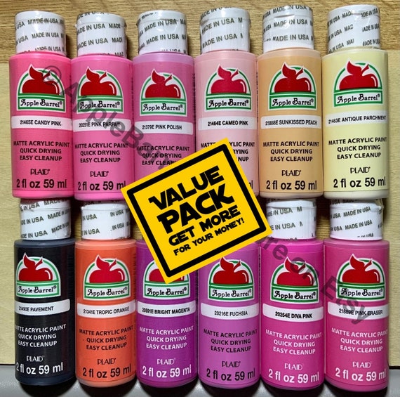 Apple Barrel, Flamingo SET. 12 Pack Matte Finish Multi Color Acrylic Paint.  Value SET, New. -  Norway