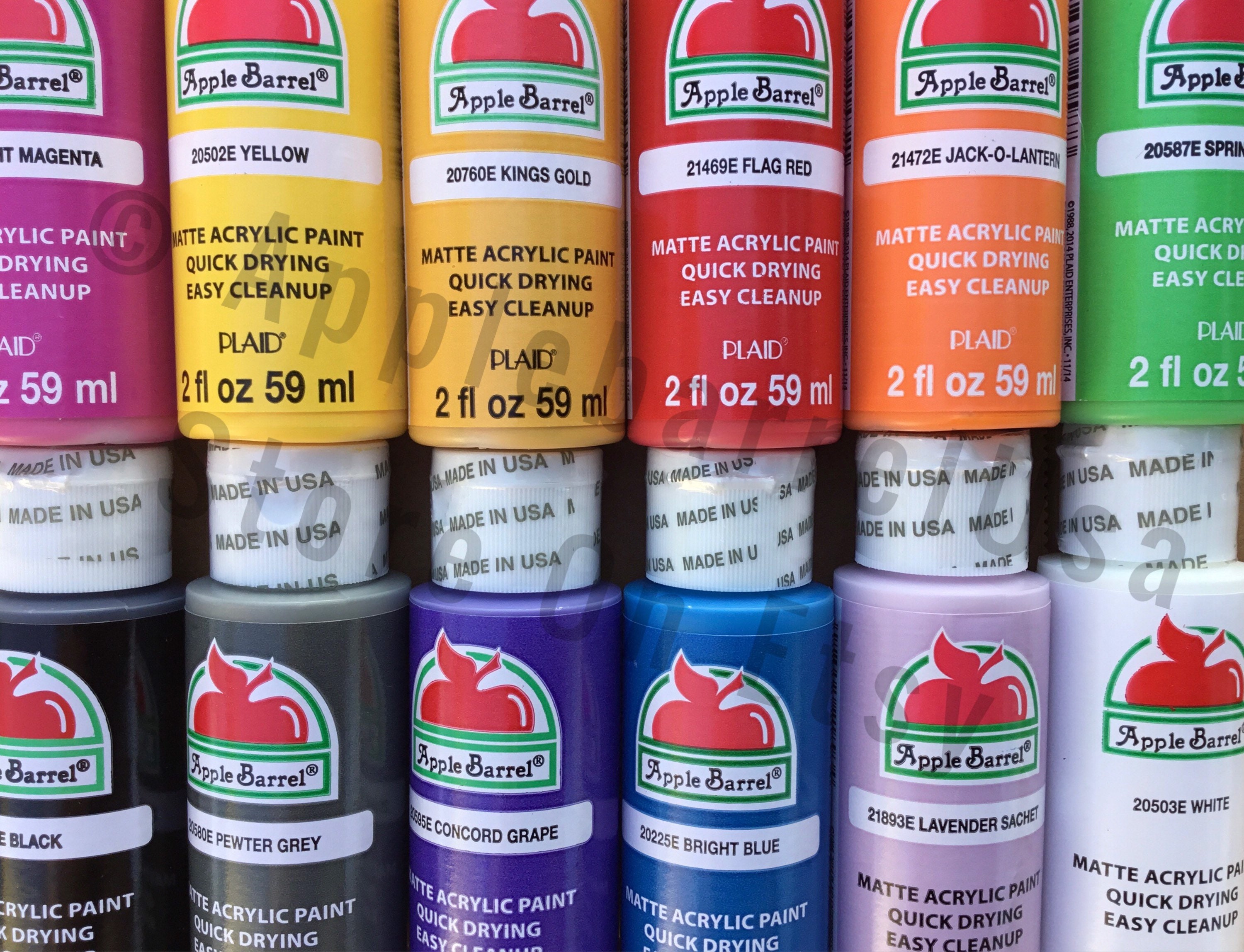 Apple Barrel Glossy Finish Acrylic Paint 2 Oz. Many Colors to Choose From.  Sorted A-Z. Buy More & Save on Shipping. 
