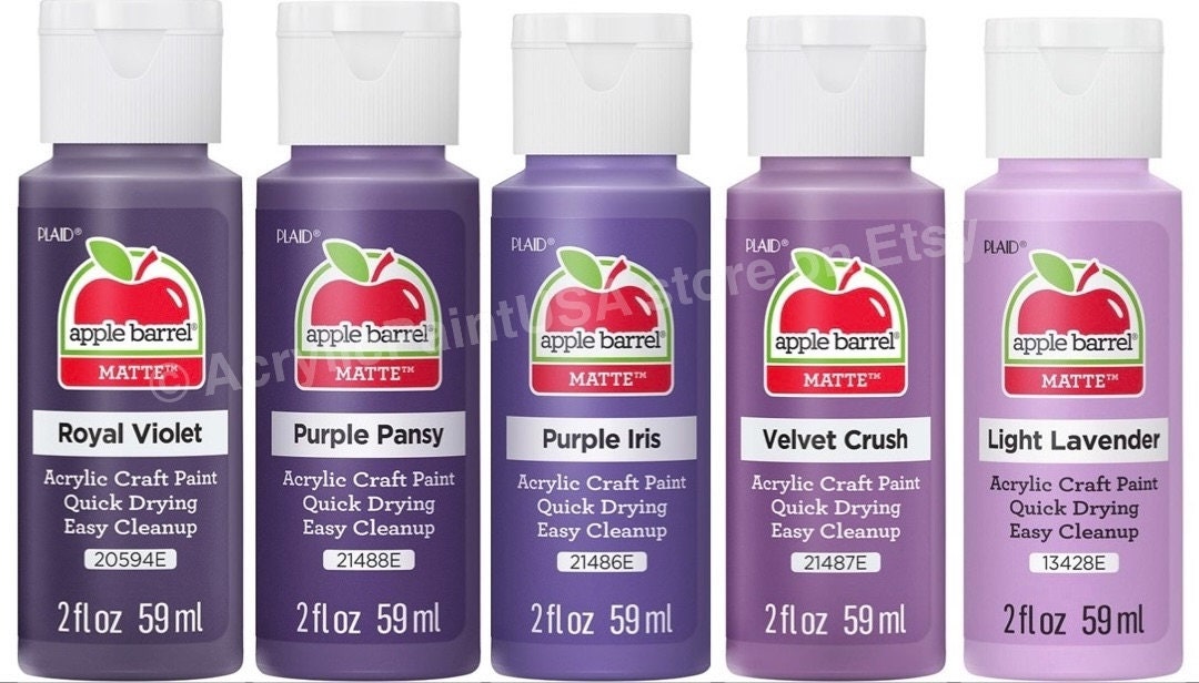 Apple Barrel Essential Purples 5 Pack Matte Finish Multi Color Acrylic Paint  SET 