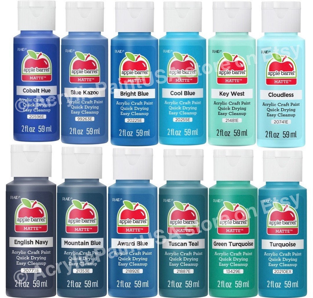 Apple Barrel 12 Pack All Blues SET 3 Colors Acrylic Paint Value Set. Matte  Finish. 