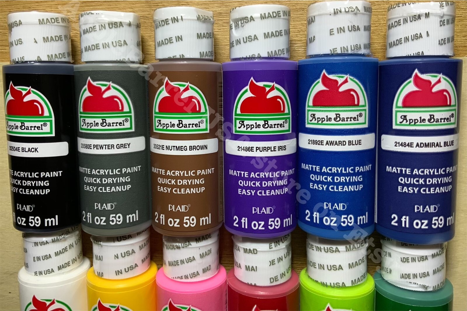 Apple Barrel Acrylic Paint Set, 12 Assorted Matte Finish Colors