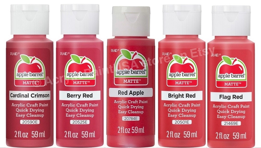 Apple Barrel Essential Reds 5 Pack Matte Finish Multi Color Acrylic Paint  SET -  Israel