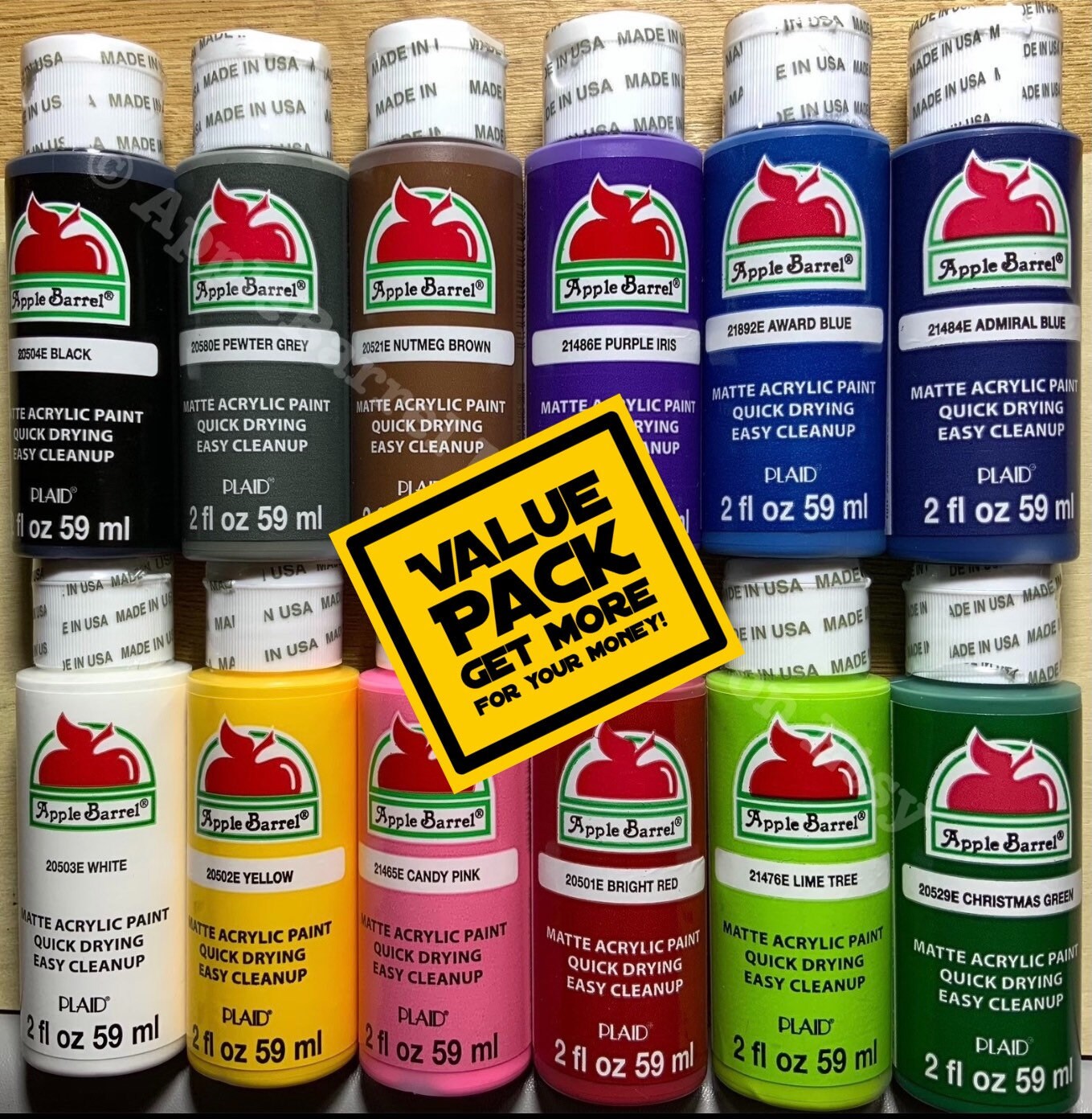 Apple Barrel 12 Pack Valentines SET Acrylic Paint Value Set New
