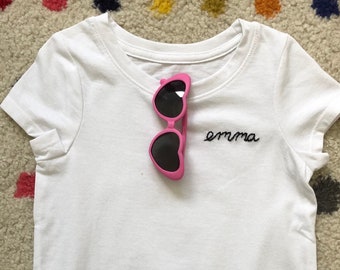 Custom Name T Shirt - Hand Embroidery - Toddler and Kid