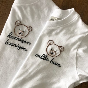 Little Bear Hand Embroidered Custom Name Tshirt