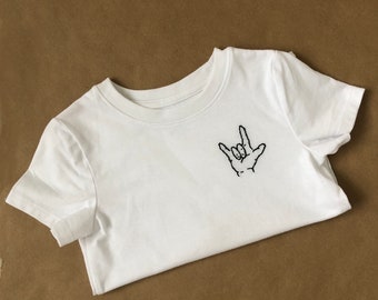 I love you - Sign Language - Custom Hand Embroidery Shirt - Toddler