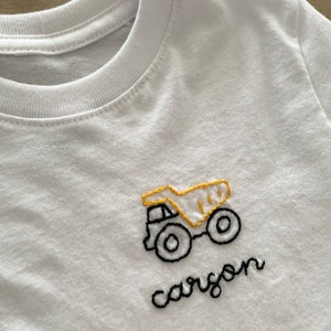 Construction Truck - Dump Truck -Hand Embroidered Custom Name Tshirt