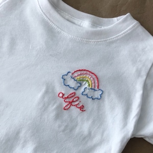 Rainbow Name Tees - Hand Embroidered - Custom - Baby, Toddler, Youth Shirt
