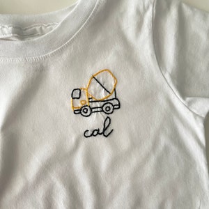 Cement Mixer Construction Truck - Personalized Name - Hand Embroidered Tshirt