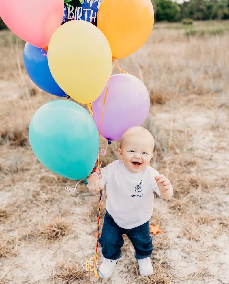 This Many Happy Birthday Tee Embroidery Shirt Custom Handmade hand holding up fingers image 6